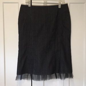 3/$23 Black denim skirt with ruffle